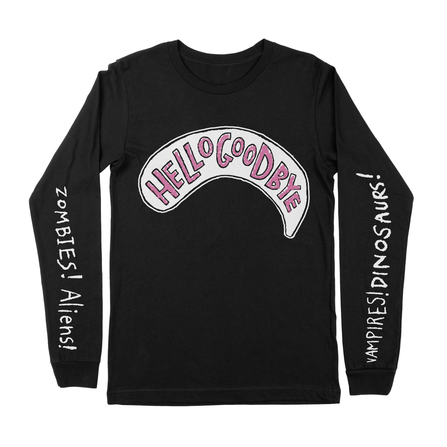 Hellogoodbye - "Zombies! Aliens! Vampires! Dinosaurs!" Black Long Sleeve Shirt
